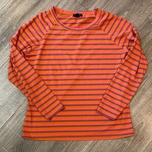 Tribal Striped Long-Sleeve Top in Orange & Pink